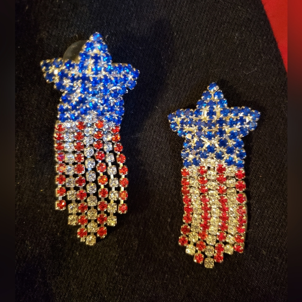 Star-Spangled Rhinestone Earrings